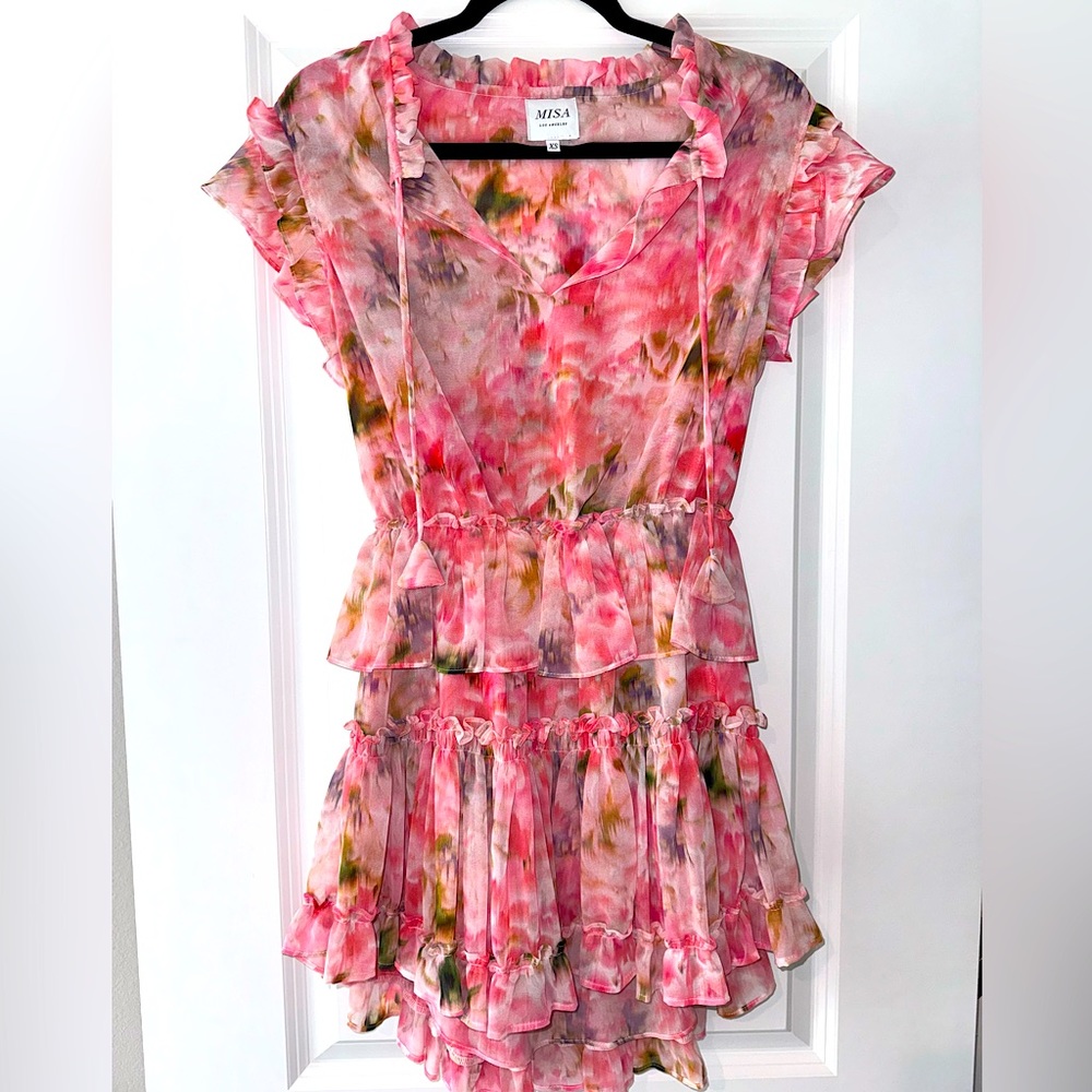MISA Los Angeles Watercolor Print Dress